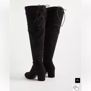 Stretch Over the Knee Heeled Boot - Faux Suede Black (WW)